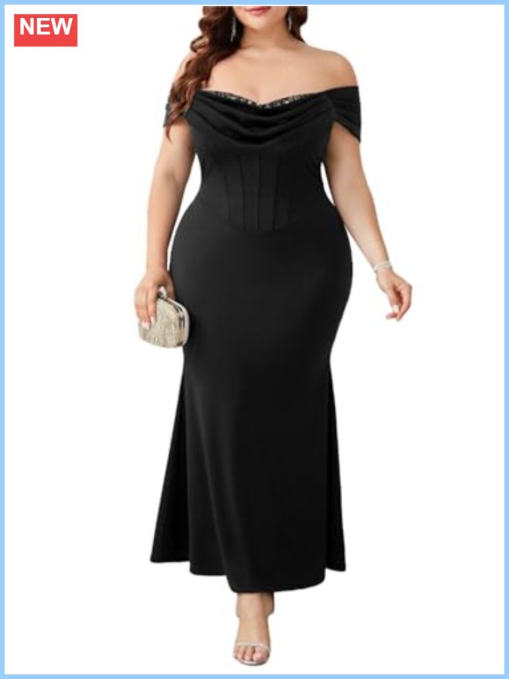 Plus Size Off Shoulder Mermaid Maxi Bodycon Evening Dress